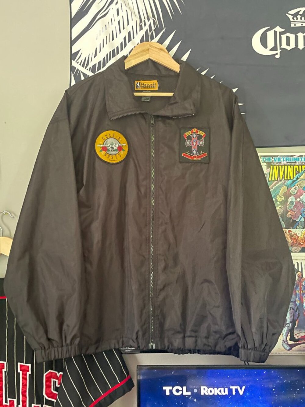 Vintage 2004 Guns N Roses Jimi Hendrix Patch Windbreaker Jacket